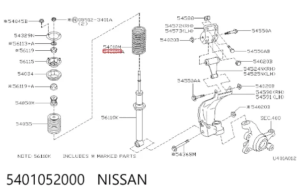 Muelle delantero 5401052000 Nissan/Infiniti