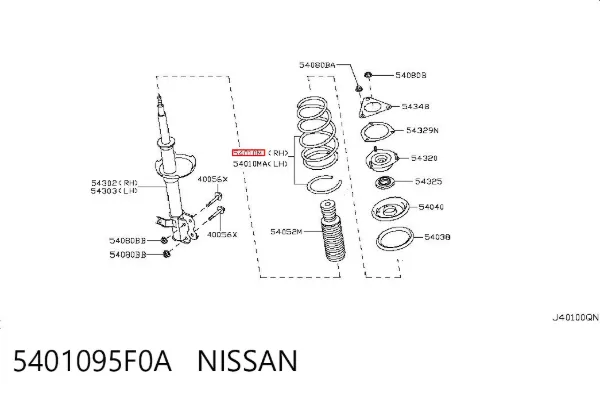 Muelle delantero 5401095F0A Nissan/Infiniti