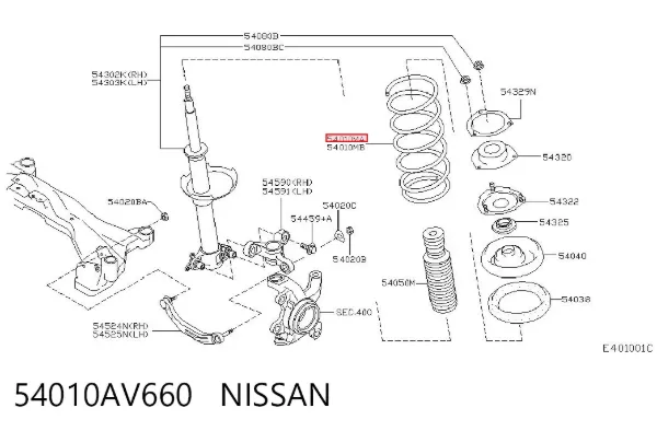 Muelle delantero 54010AV660 Nissan/Infiniti