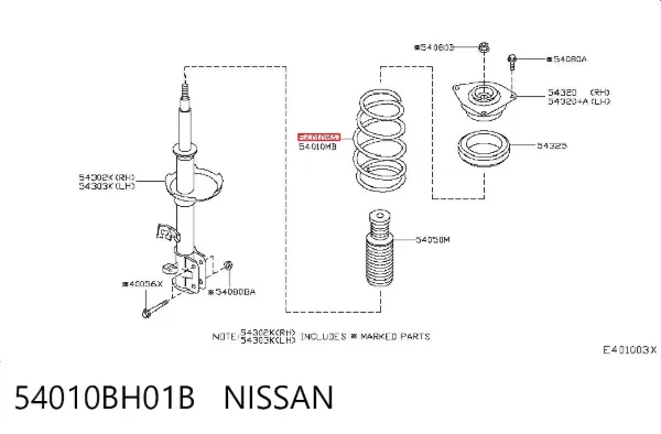 Muelle delantero 54010BH01B Nissan/Infiniti