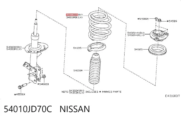 Muelle delantero 54010JD70C Nissan/Infiniti