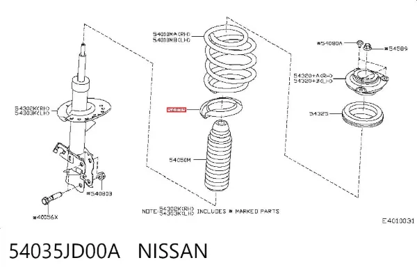 Espaciador de goma inferior del resorte delantero 54035JD00A Nissan/Infiniti