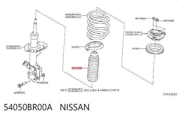 Fuelle, amortiguador delantero 54050BR00A Nissan/Infiniti