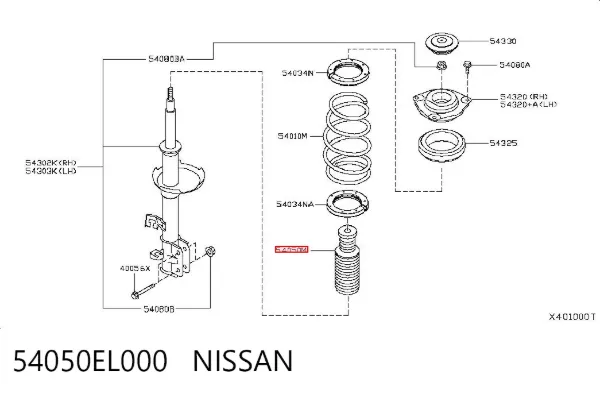 Tope de amortiguador delantero 54050EL000 Nissan/Infiniti