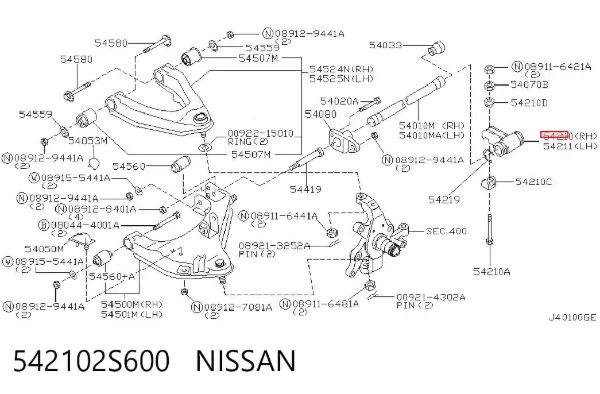 Soporte de torsión delantero derecho 542102S600 Nissan/Infiniti
