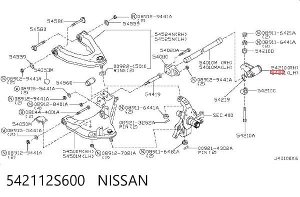 Soporte de torsión delantero izquierdo 542112S600 Nissan/Infiniti