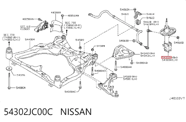 Amortiguador delantero derecho 54302JC00C Nissan/Infiniti