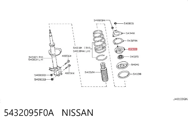 Soporte del amortiguador delantero 5432095F0A Nissan/Infiniti