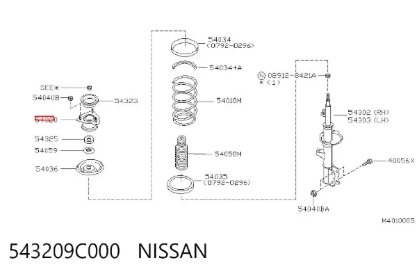 Soporte del amortiguador delantero 543209C000 Nissan/Infiniti
