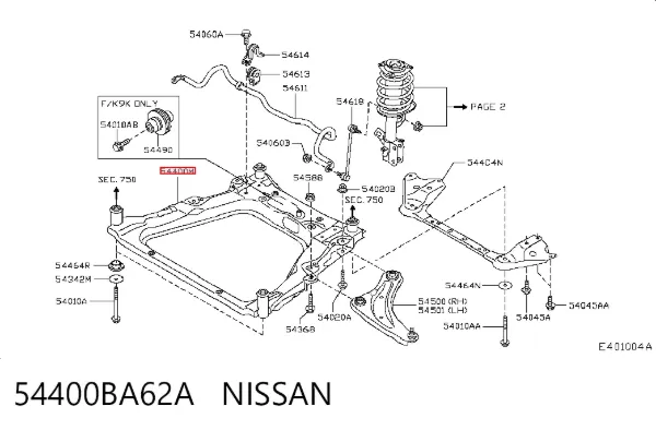 Puente delantero 54400BA62A Nissan/Infiniti