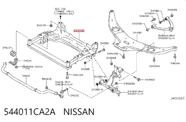 Puente delantero 544011CA2A Nissan/Infiniti