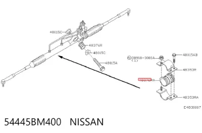 Buje de fijación de la cremallera de dirección NISSAN 54445BM400