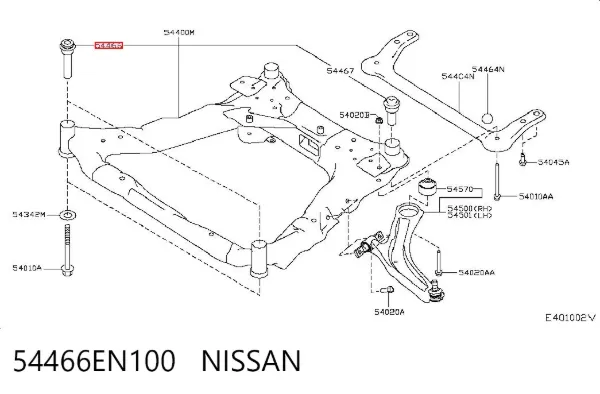 Buje silencioso del subchasis delantero 54466EN100 Nissan/Infiniti