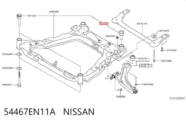 Buje silencioso del subchasis delantero 54467EN11A Nissan/Infiniti