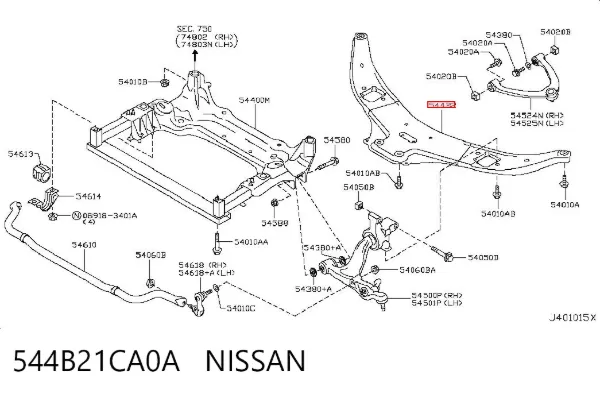 Subchasis delantero soporte motor delantero 544B21CA0A Nissan/Infiniti