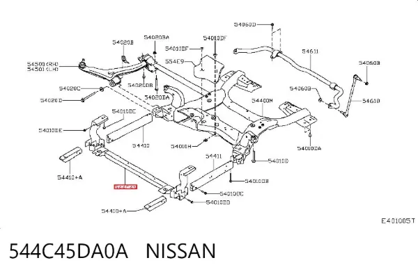 Subchasis delantero soporte motor delantero 544C45DA0A Nissan/Infiniti