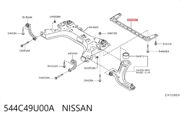 Soporte de viga delantera 544C49U00A Nissan/Infiniti