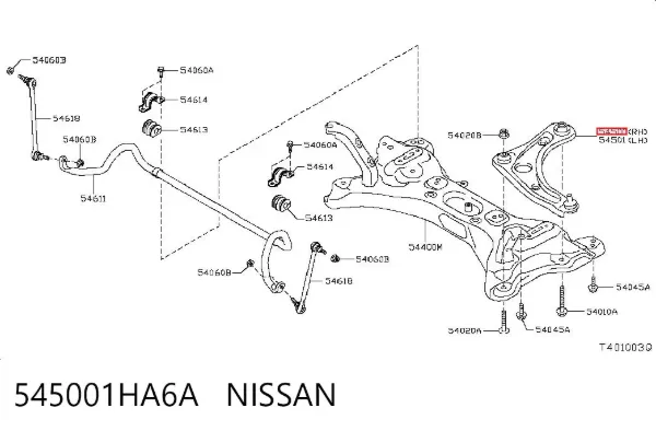 Brazo inferior izquierdo de la suspensión delantera 545001HA6A Nissan/Infiniti