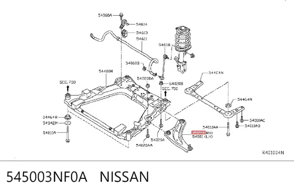 Brazo inferior derecho de la suspensión delantera 545003NF0A Nissan/Infiniti
