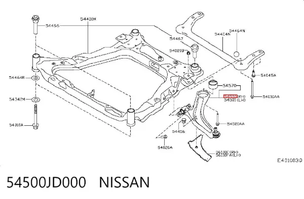 Brazo inferior derecho de la suspensión delantera 54500JD000 Nissan/Infiniti