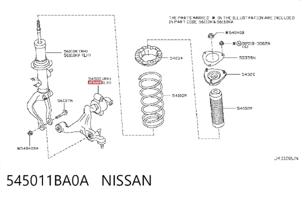 Brazo inferior izquierdo de la suspensión delantera 545011BA0A Nissan/Infiniti