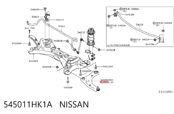 Brazo inferior izquierdo de la suspensión delantera 545011HK1A Nissan/Infiniti