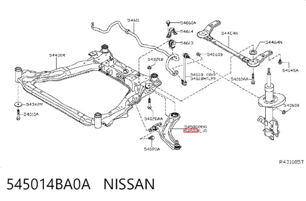 Brazo inferior izquierdo de la suspensión delantera 545014BA0A Nissan/Infiniti