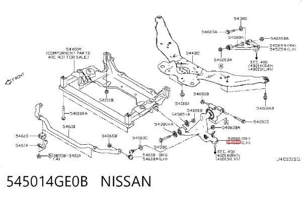 Brazo inferior izquierdo de la suspensión delantera 545014GE0B Nissan/Infiniti