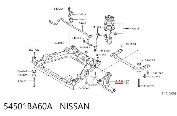 Brazo inferior izquierdo de la suspensión delantera 54501BA60A Nissan/Infiniti