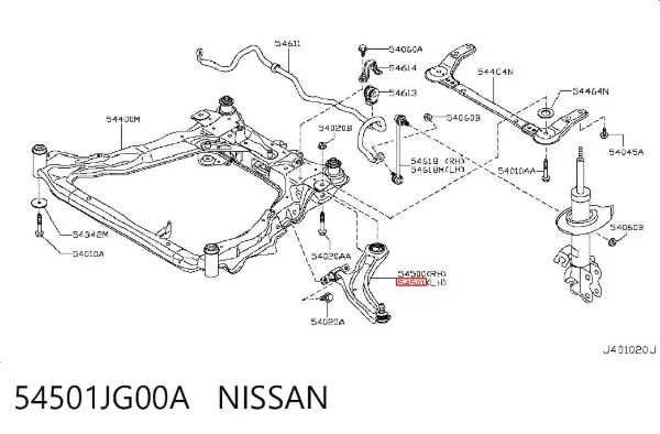 Brazo inferior izquierdo de la suspensión delantera 54501JG00A Nissan/Infiniti