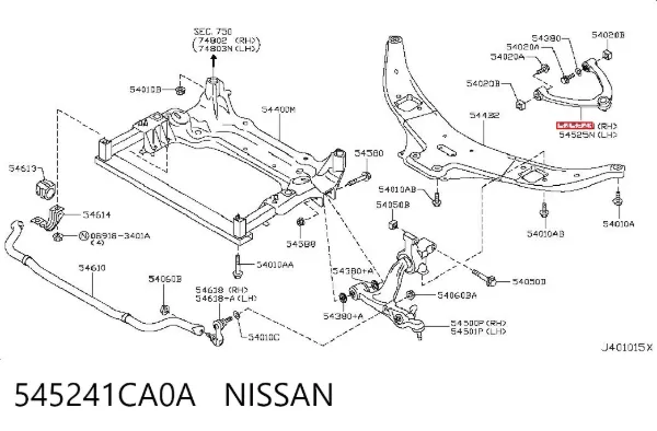 Brazo superior derecho de la suspensión delantera 545241CA0A Nissan/Infiniti