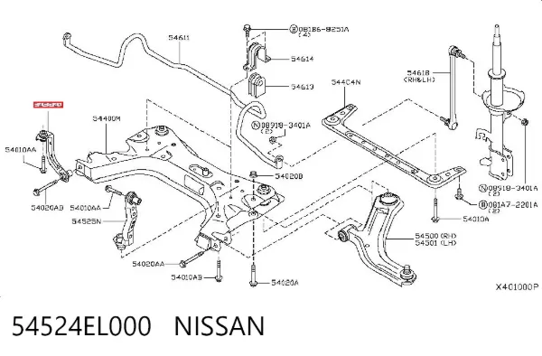 Soporte de viga delantera 54524EL000 Nissan/Infiniti