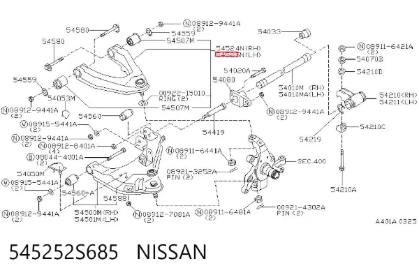Brazo superior izquierdo de la suspensión delantera 545252S685 Nissan/Infiniti