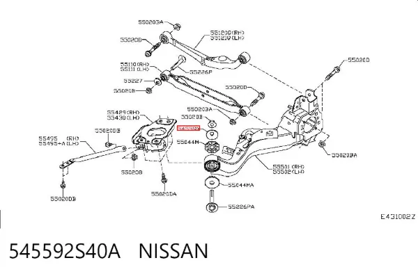 Arandela del perno de fijación del brazo delantero inferior 545592S40A Nissan/Infiniti