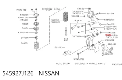 Brazo del muñón de dirección NISSAN 545927J126