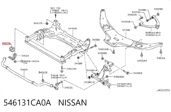 Buje de barra estabilizadora delantera 546131CA0A Nissan/Infiniti