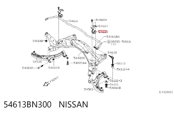 Buje de barra estabilizadora delantera 54613BN300 Nissan/Infiniti