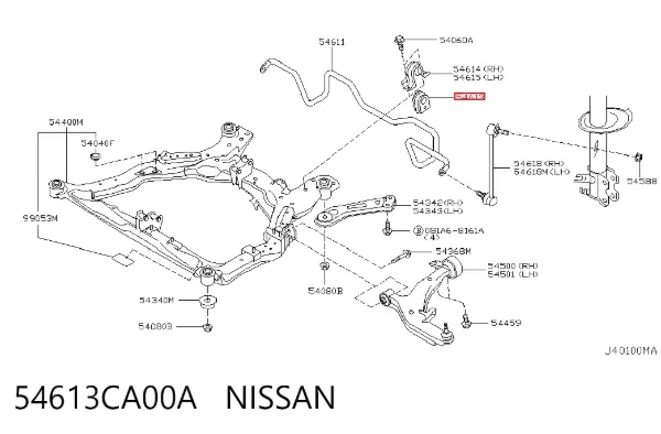 Buje de barra estabilizadora delantera 54613CA00A Nissan/Infiniti