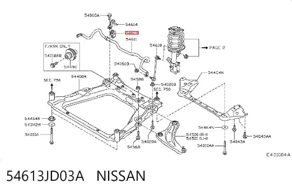 Buje de barra estabilizadora delantera 54613JD03A Nissan/Infiniti