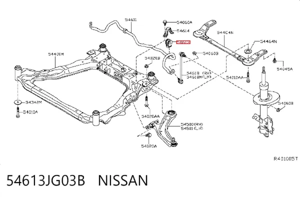 Buje de barra estabilizadora delantera 54613JG03B Nissan/Infiniti