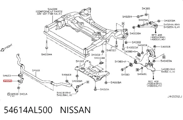 Abrazadera de la bieleta estabilizadora delantera 54614AL500 Nissan/Infiniti