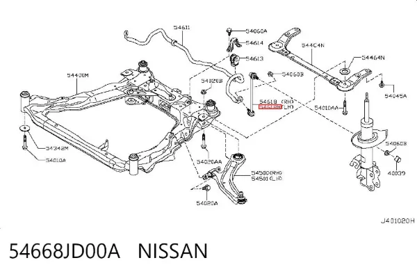 Bieleta estabilizadora delantera izquierda 54668JD00A Nissan/Infiniti