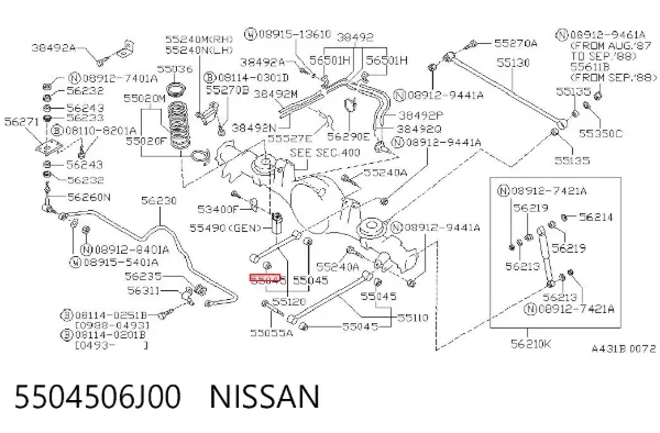 Buje del brazo longitudinal inferior trasero 5504506J00 Nissan/Infiniti