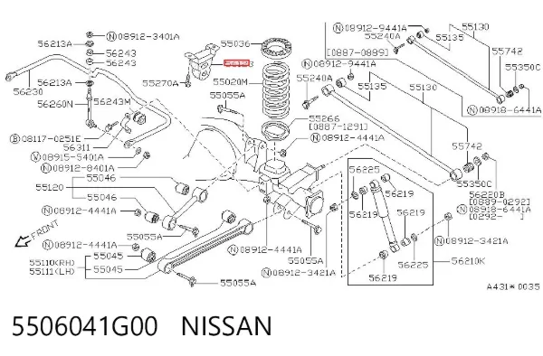 Tope del eje trasero 5506041G00 Nissan/Infiniti