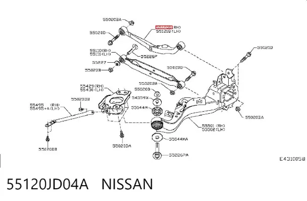 Brazo superior derecho de la suspensión trasera 55120JD04A Nissan/Infiniti