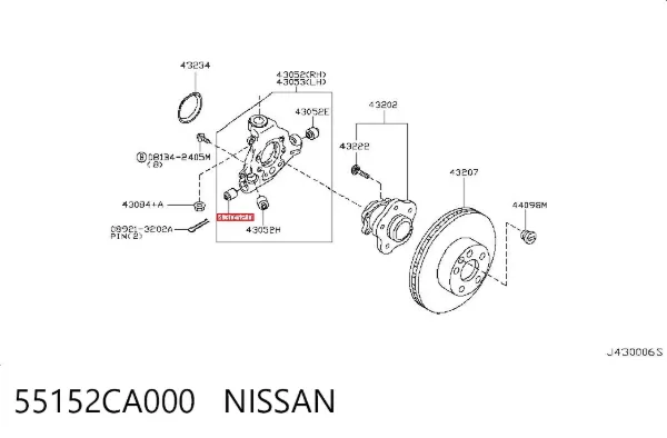 Buje de mangueta trasera 55152CA000 Nissan/Infiniti