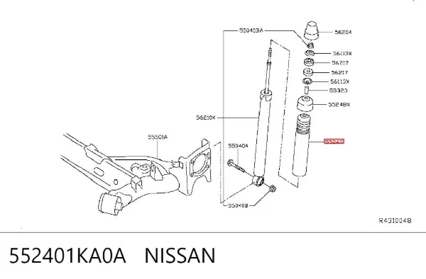 Tope de amortiguador trasero y guardapolvo 552401KA0A Nissan/Infiniti