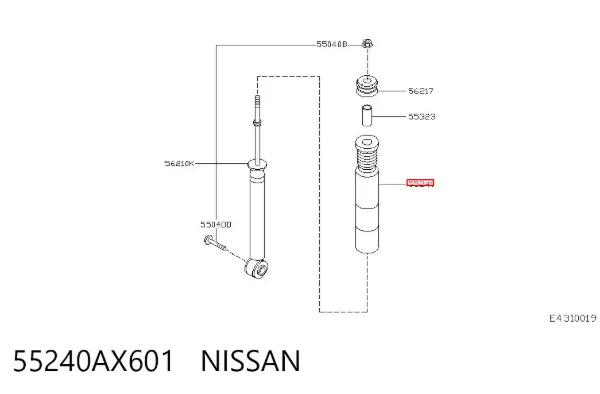 Guardapolvo amortiguador trasero 55240AX601 Nissan/Infiniti