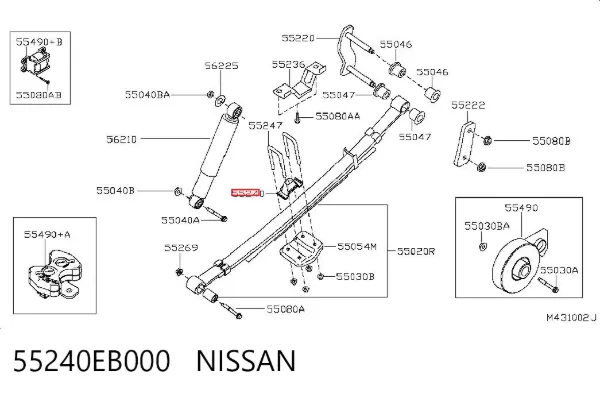 Tope de ballesta trasera 55240EB000 Nissan/Infiniti