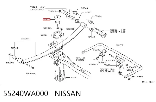 Tope de amortiguador trasero 55240WA000 Nissan/Infiniti